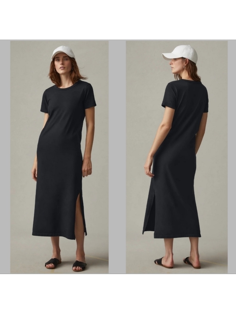 American Giant Black 100% Cotton T-shirt Midi Dress Size XS